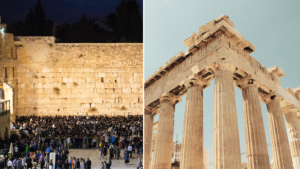 the Western Wall and the Parthenon